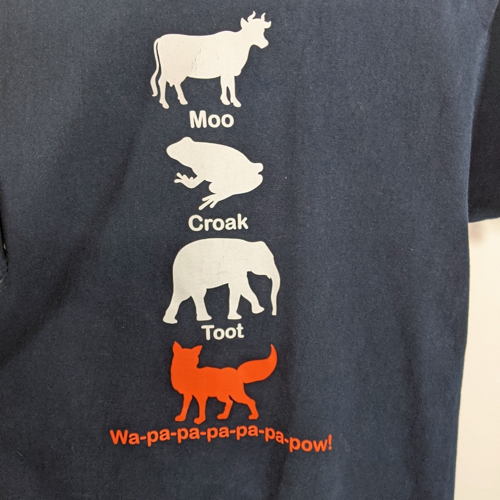 Women’s Navy Short Sleeve Graphic Tee with White & Orange Animal Silhouettes